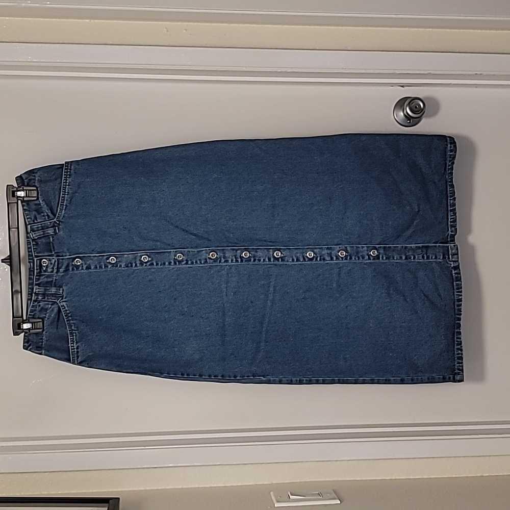 Denim Button-Front Maxi Skirt